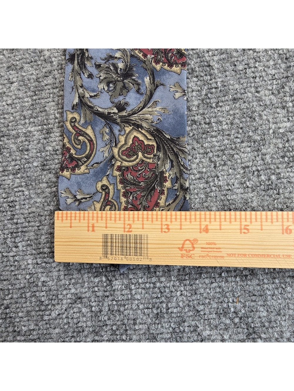 Karl Lagerfeld Silk Paisley Tie Blue Gold Burgundy Made in Costa Rica